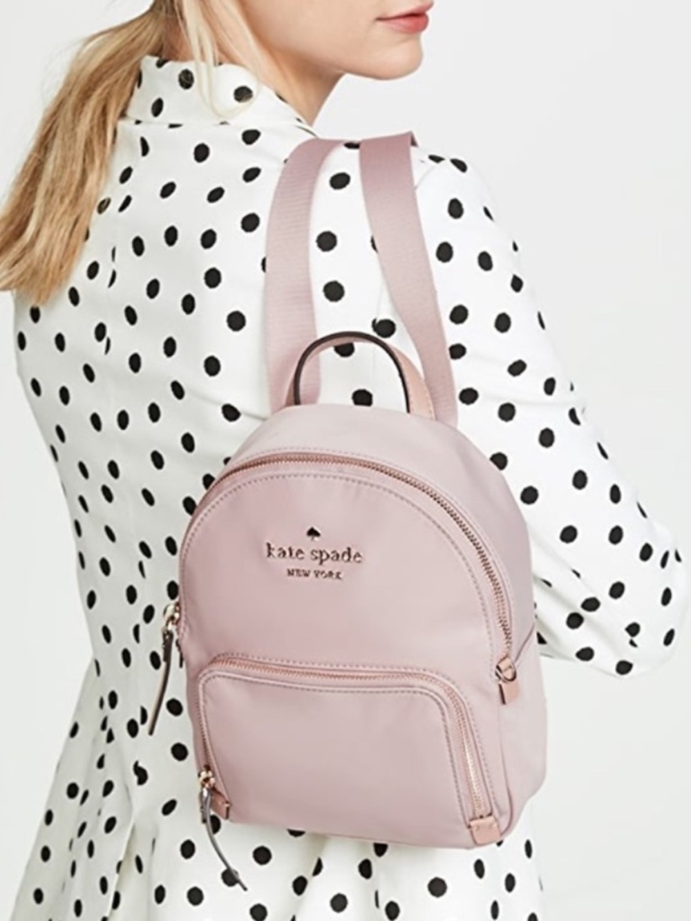 Kate Spade New York Watson Lane Small Hartley Nylon Backpack Bag Dusty Pink